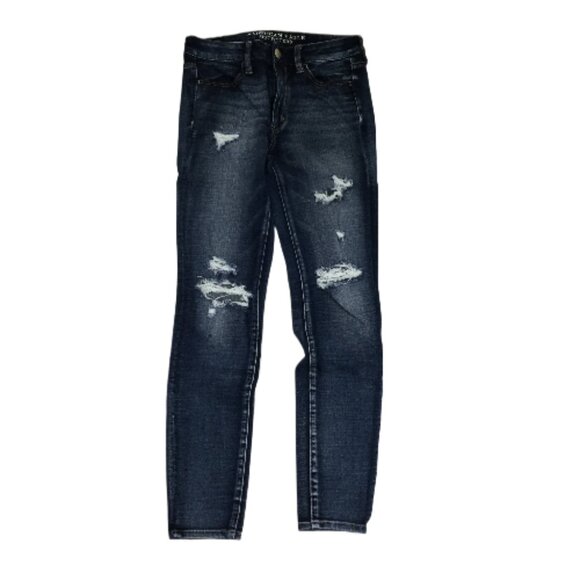 American Eagle 360 Super Stretch Hi-Rise Distressed Jeggings 8 - Picture 1 of 10